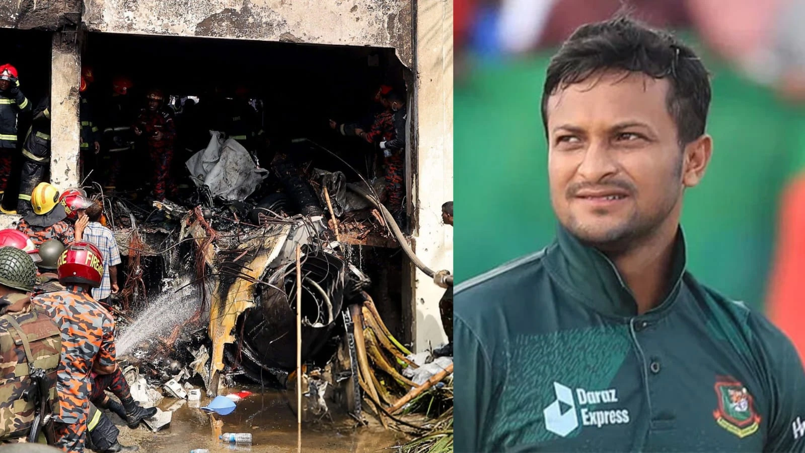 মাইলস্টোন স্কুলে বিমান দুর্ঘটনায় সাকিব আল হাসা‌নের শোক